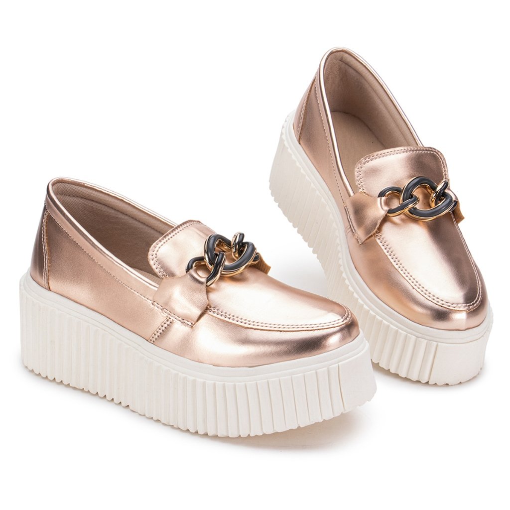 Mocassim Feminino Victoria Sola Antiderrapante Estilo Metalizado Conforto Leve Modelo GuGi