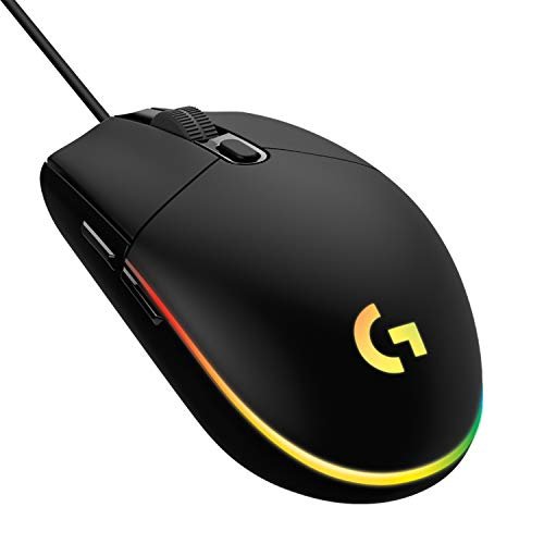 Mouse Gamer Logitech G203 LIGHTSYNC RGB, Efeito de Ondas de Cores, 6 Botões Programáveis e Até 8.000 DPI – Preto