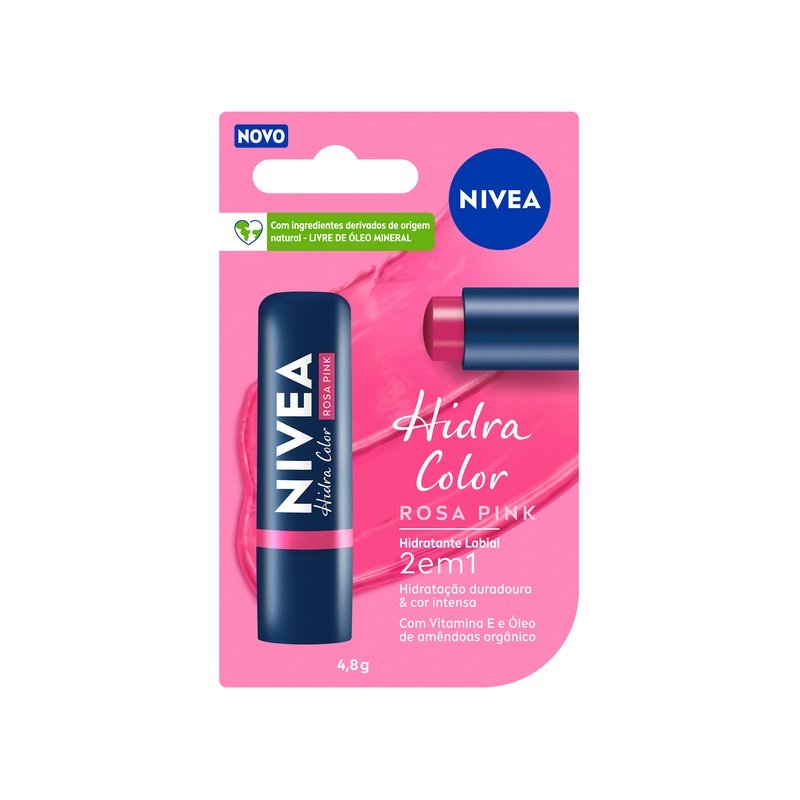 Hidratante Labial Hidra Color 2 em 1 Rosa Pink 4,8g NIVEA