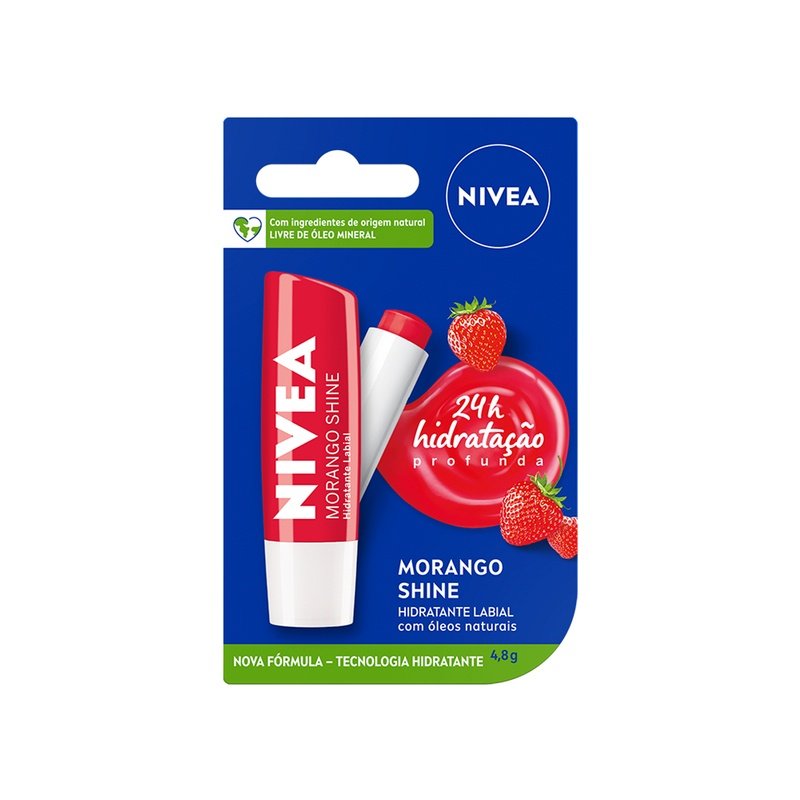 Hidratante Labial Morango Shine 4,8g NIVEA