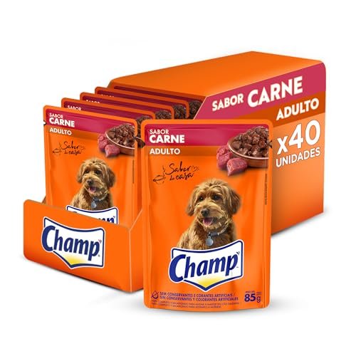 Pack Ração Úmida Champ Sachê Cães Adultos Sabor Caseiro Carne 85g – 40 unidades