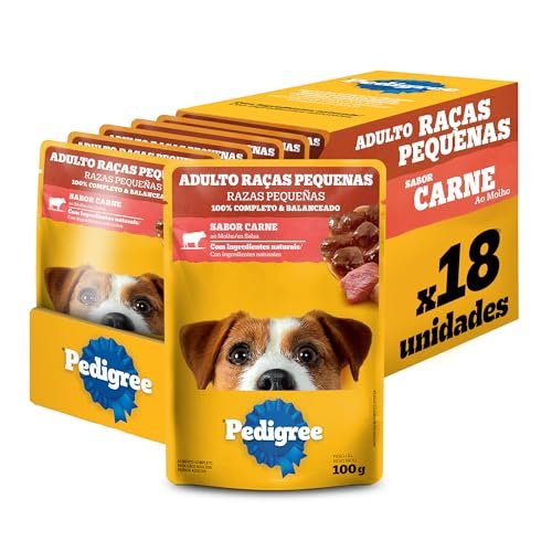 Pack Ração Úmida Pedigree Sachê Carne ao Molho para Cães Adultos de Raças Pequenas 100 g – 18 unidades