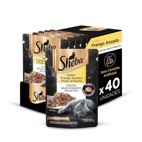 Pack Ração Úmida Sheba Sachê para Gatos Adultos Sabor Frango Assado 85g – 40 unidades