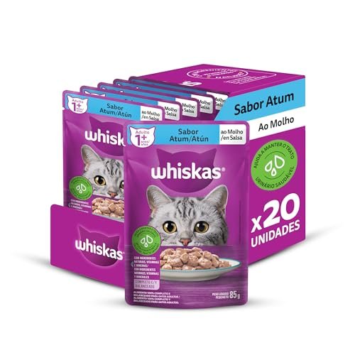 Pack Ração Úmida Whiskas Sachê Atum ao Molho para Gatos Adultos 85 g – 20 unidades