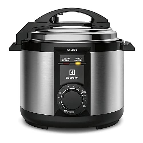 Panela Pressão Elétrica Electrolux Capicade 5L Silenciosa Segura 9 Travas Segurança Timer Feijão Manter Aquecido Alça Antitermica PCE20 Inox 220V Por Rita Lobo