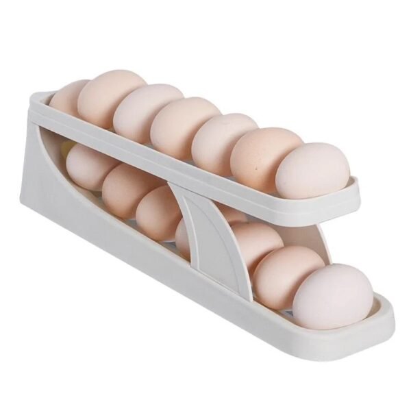 Porta Ovos Bandeja Dispenser Rolante Organizadora Ate 14 Un Cor Branco