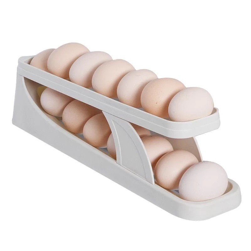 Porta Ovos Bandeja Dispenser Rolante Organizadora Até 14 Unidades Cor Branco