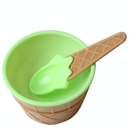 Pote de Sobremesa Infantil Casquinha de Sorvete Colorido com Colher