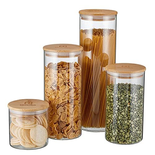 Potes Herméticos Porta-Mantimentos com Tampa de Bambu Electrolux – 4 Unidades