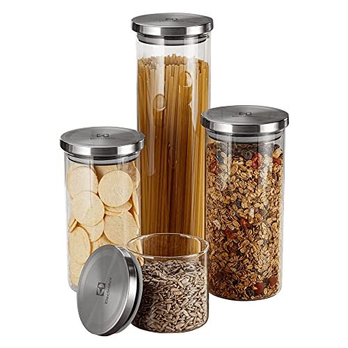 Potes Herméticos Porta-Mantimentos com Tampa de Inox Electrolux – 4 Unidades