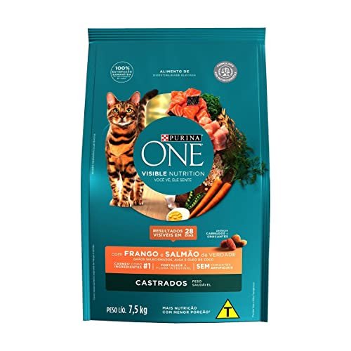 Purina One Nestlé® Purina® One® Ração Seca Para Gatos Adultos Castrados Todas As Raças Frango e Salmão 7,5Kg