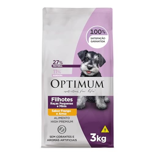 Ração Optimum para Cães Filhotes Raças Pequenas e Minis Sabor Frango e Arroz 3kg