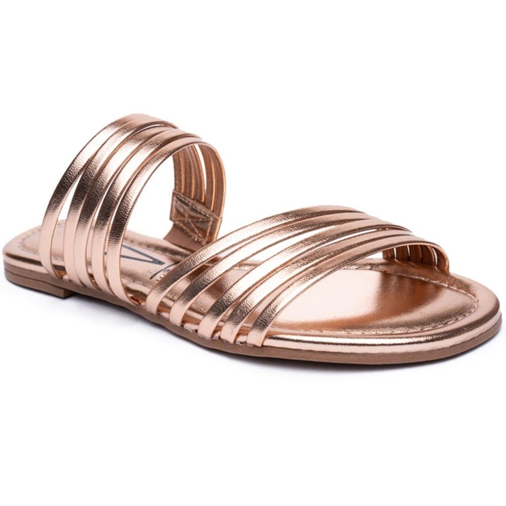 Rasteira Vizzano Multi Tiras Metalizada Feminina – Ouro Rosado Sandalia
