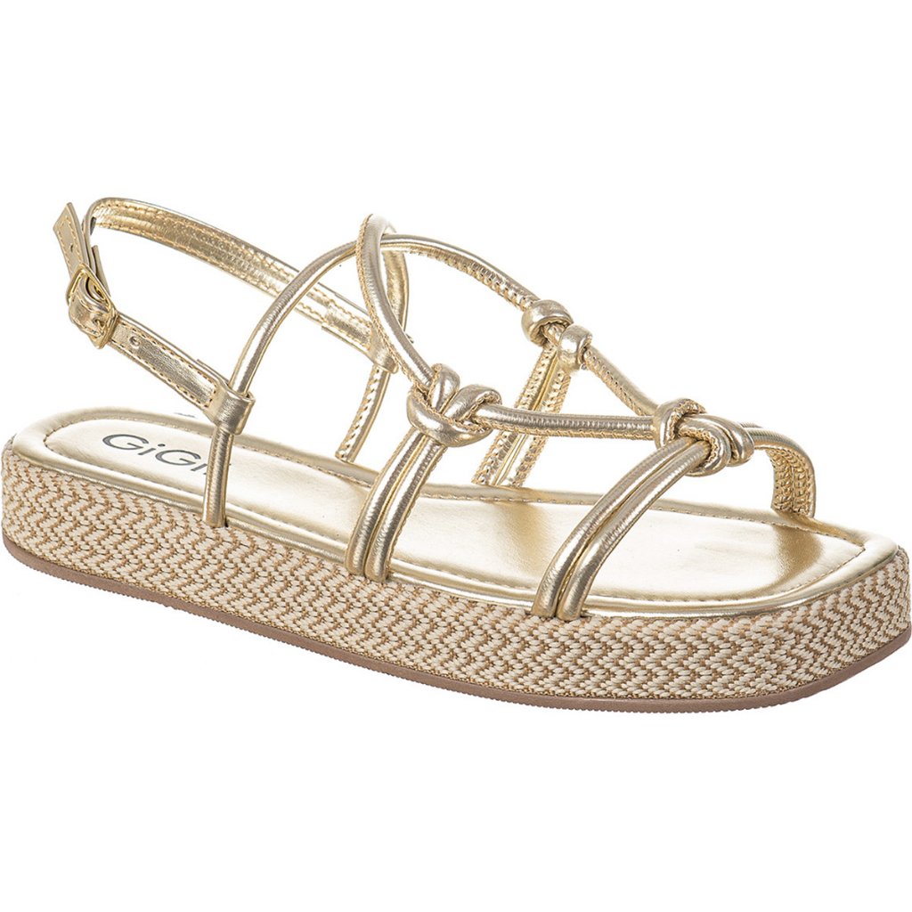 Sandalia Feminina Flatform Rasteira Com Tiras Trançadas Nó Espadrille Confortável Papete Original Gigil