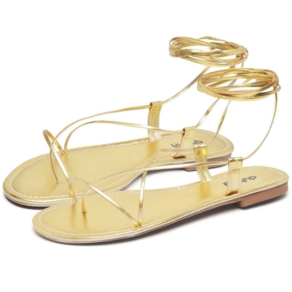 Sandalia Rasteirinha Dubuy Feminina Dourado Lia