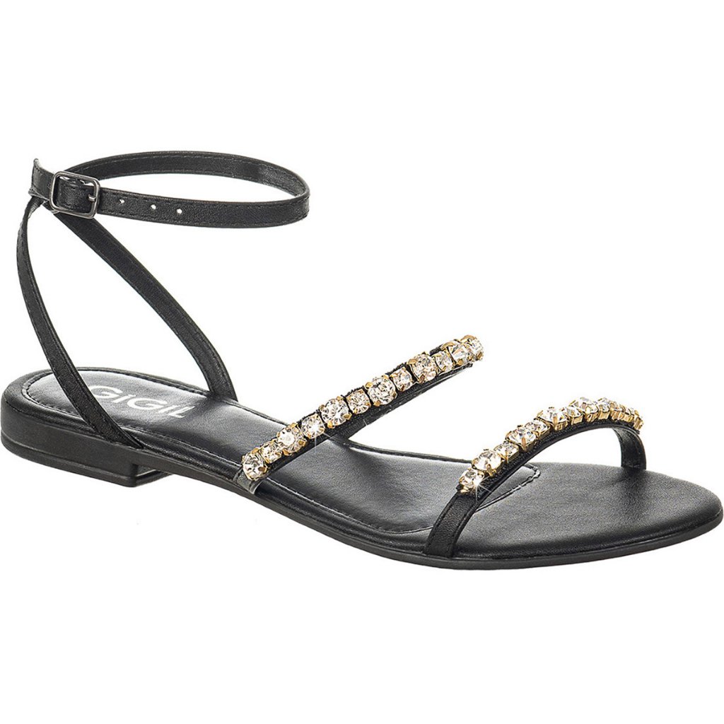 Sandália Feminina Pedrarias Rasteirinha Calce Fácil Strass Brilho Confortável Original Promoção Gigil Sandalia