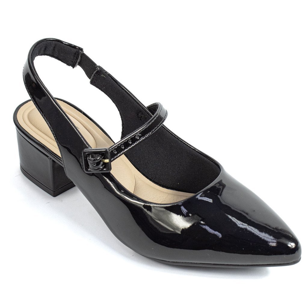 Sandália Slingback Modare Feminina Boneca 7340-125 Preto Verniz