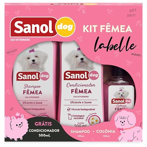 Sanol Dog, Kit de Banho Labelle para Cães – Shampoo/Colônia/Ganhe 1 Condicionador