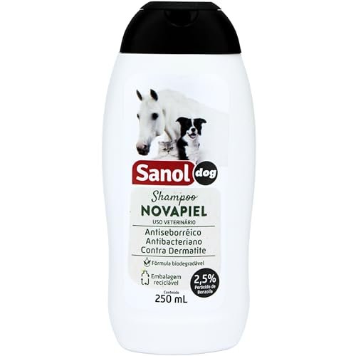 Sanol Dog Shampoo De Pêlos Para Cães / Gatos e Cavalos Novapiel 250 ml Branco