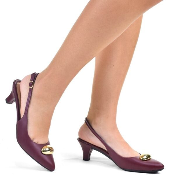 Sapato Feminino Scarpin Social Slingback Bico Fino Salto Fino Baixo Fivela Leve Confortável Zature