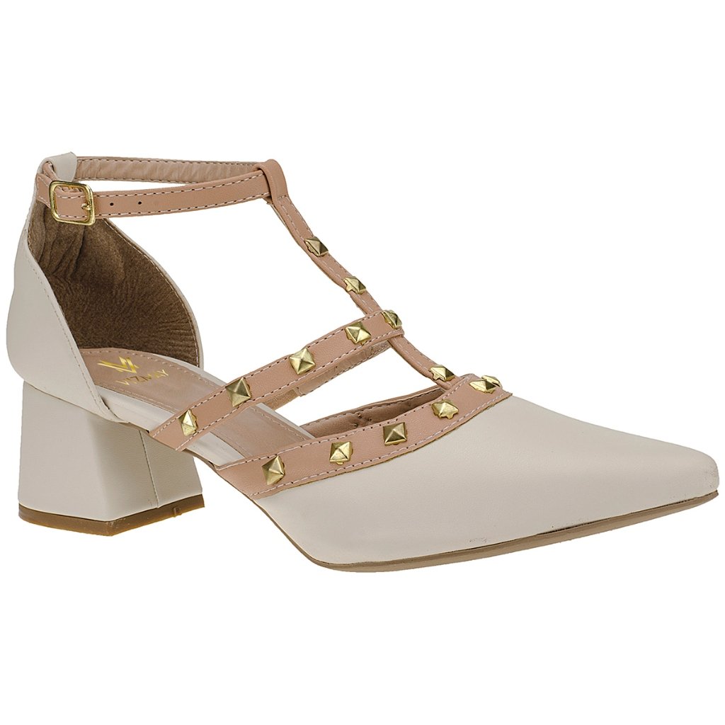 Sapato Feminino Scarpin Spyke Confort Saltinho Baixo Bloco Fivela