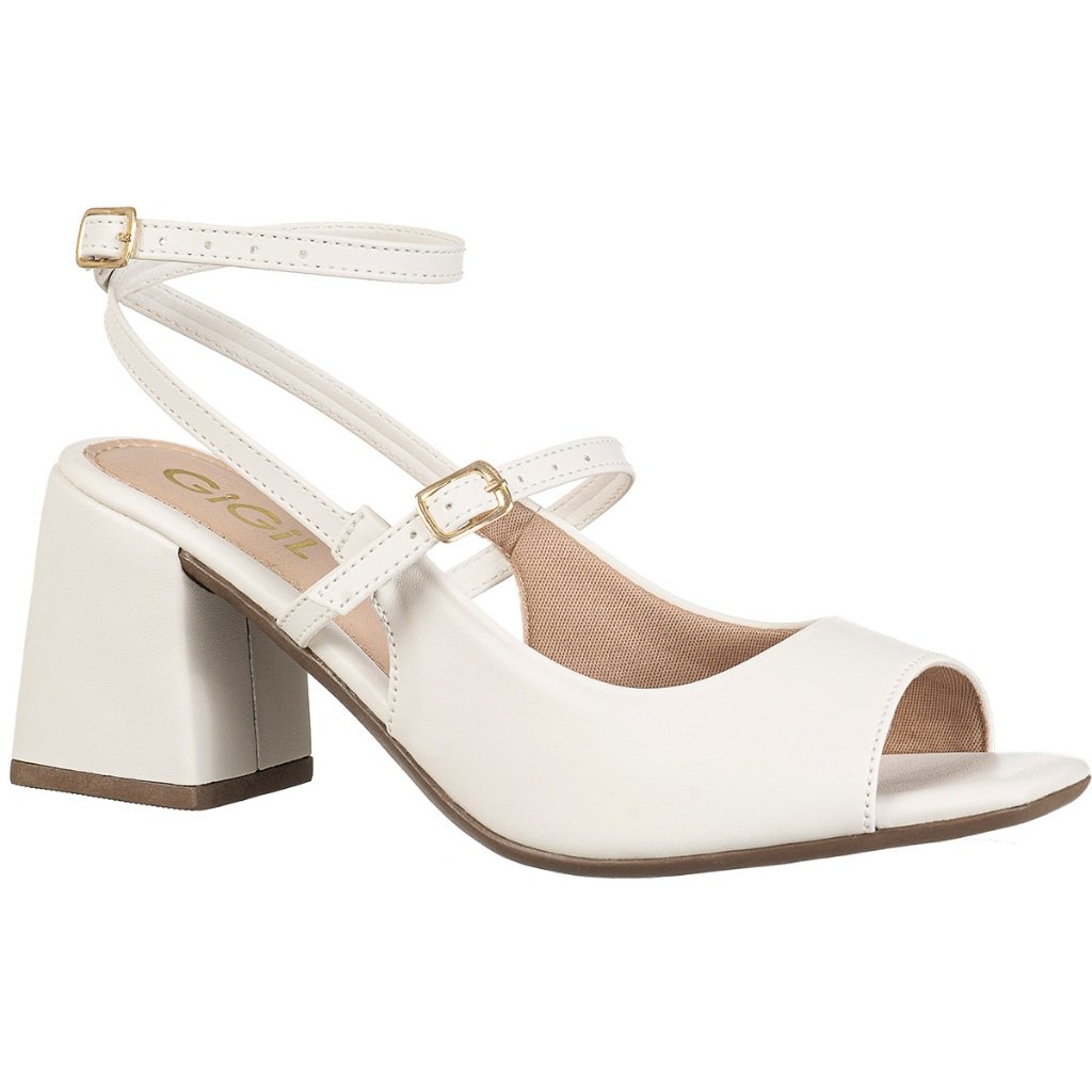 Sapato Feminino Slingback Peep Toe Sandália Salto Bloco Original GiGiL Sandalia