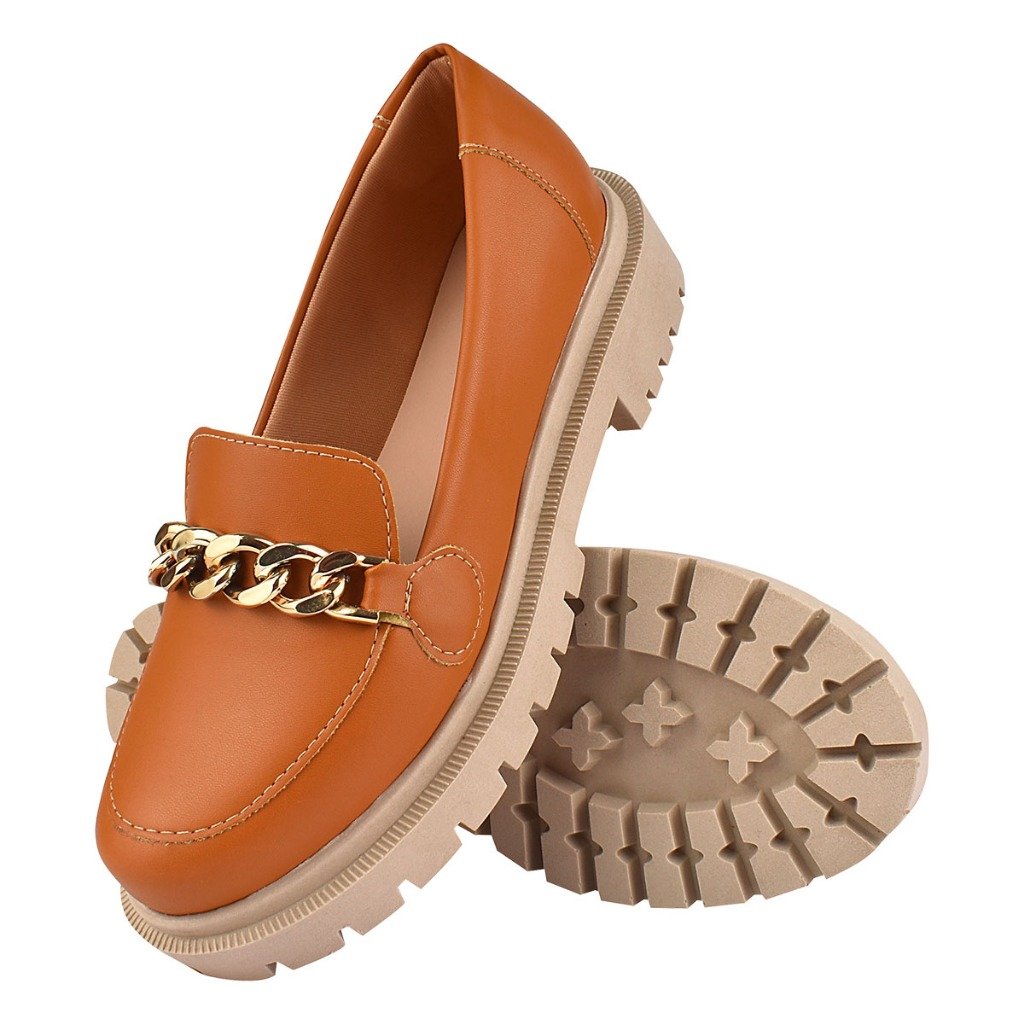 Sapato Mocassim Feminino Tratorado Oxford Loafer Blogueira Plataforma
