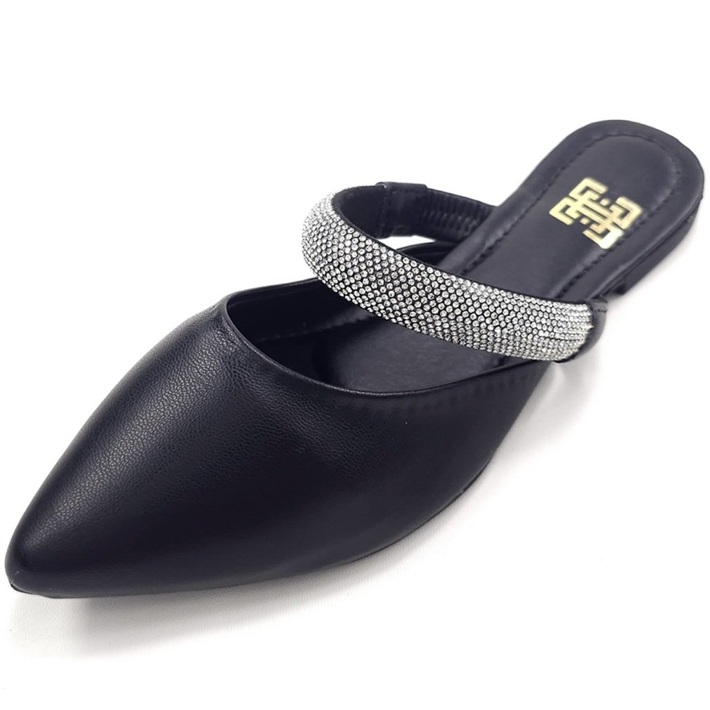 Sapato Mule Feminino Brilho Strass Pedraria Tendência Moda Original