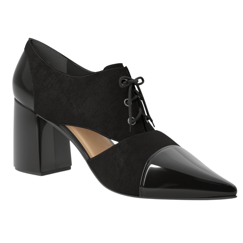 Sapato Oxford Feminino Bico Fino Scarpin Salto Grosso Confortável Botinha Social Fashion