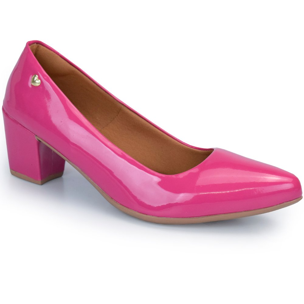 Sapato Scarpin Confort Salto Baixo Grosso