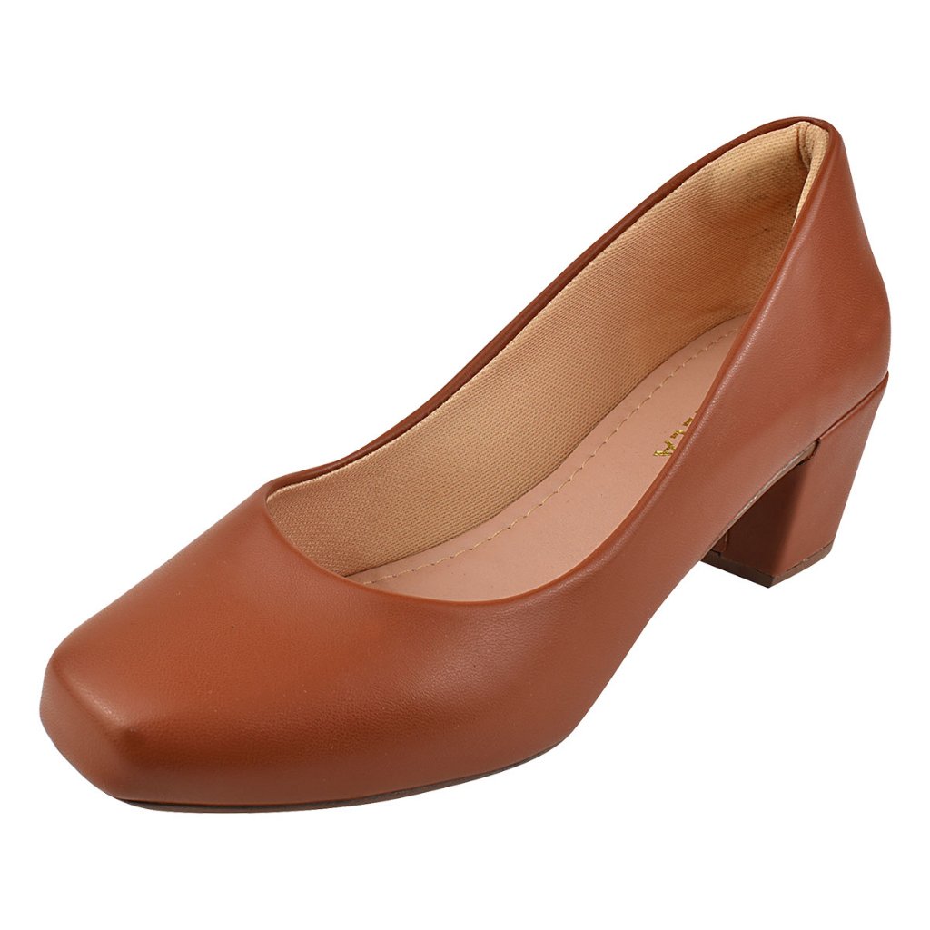 Sapato Scarpin Feminino Bico Quadrado Social Novo Salto Alto Bloco Palmilha Confort Elegante Macio
