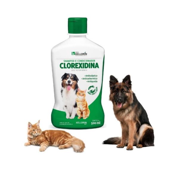 Shampoo e Condicionador Clorexidina para Cães e Gatos Keldrin 500mL