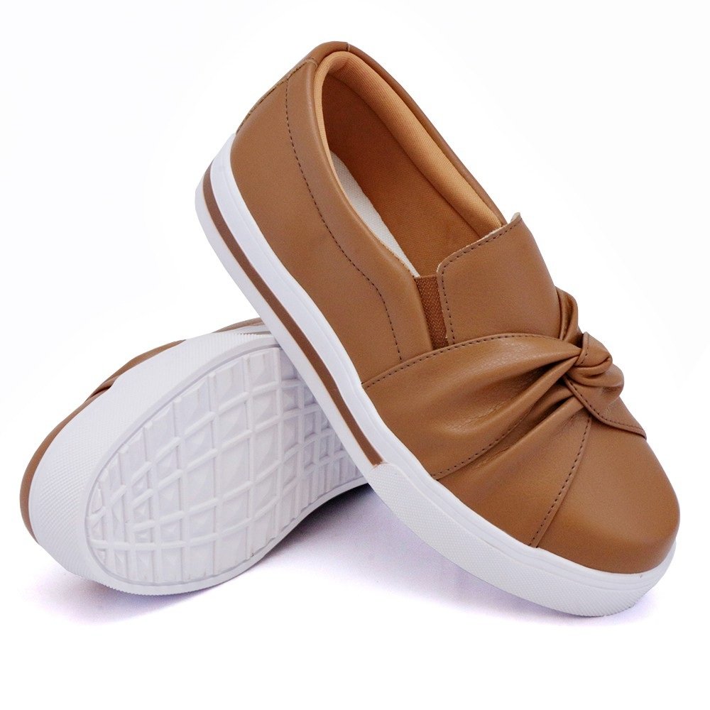 Tênis Slip On de Nó Curvim Confortável Casual Feminino Tenis