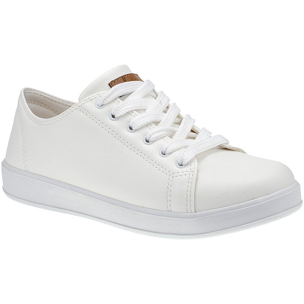 Tenis Feminino Branco Sapatenis Basico Confortavel Leve Novo Atual