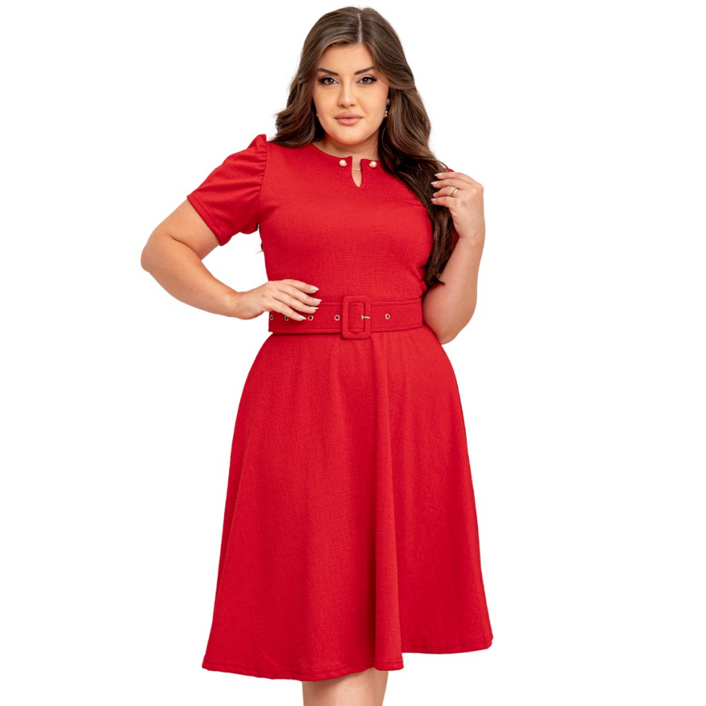 Vestido Pérola Midi Godê Com Cinto Modelo Evangélico Rodado Caimento Perfeito Moda Social Executivo