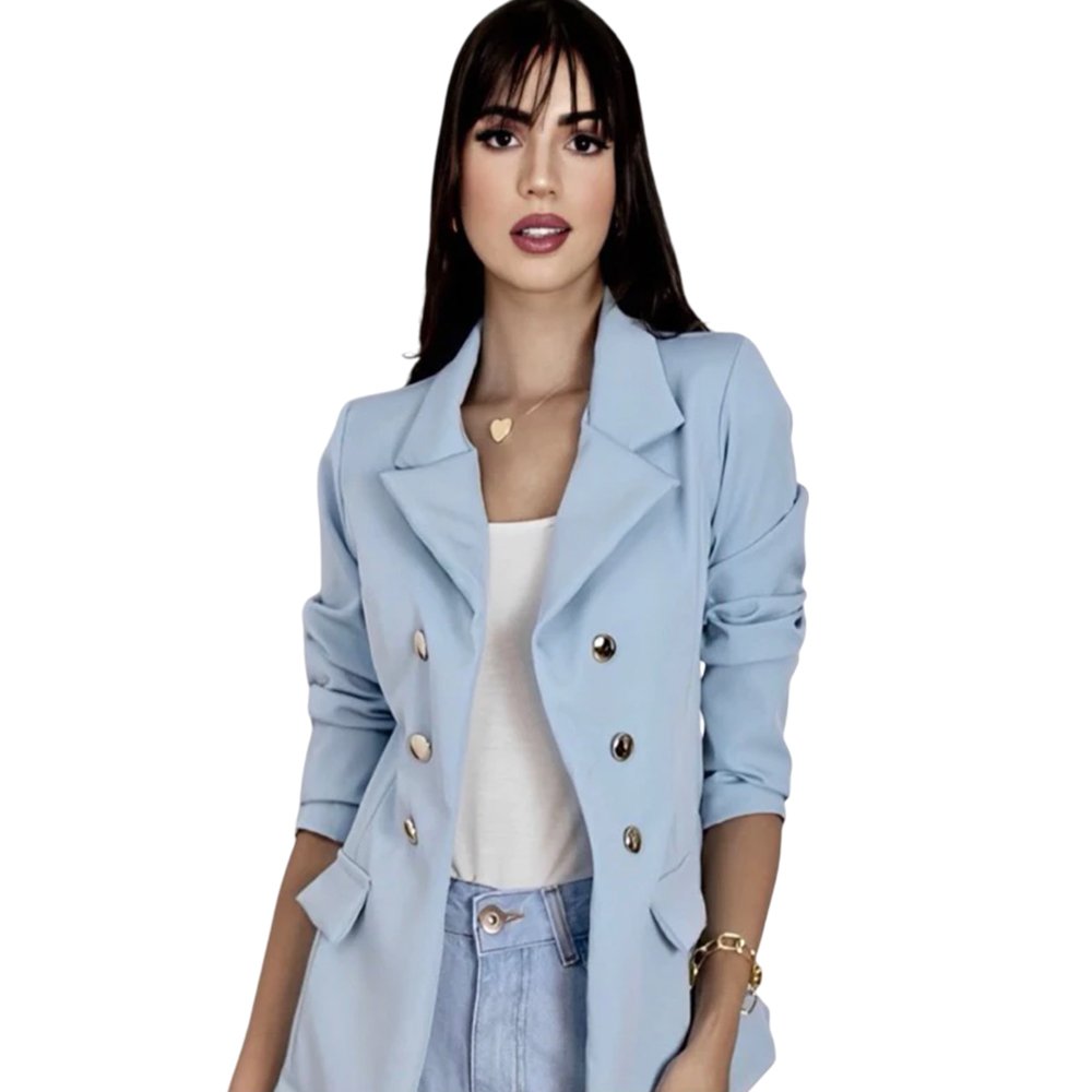 Blazer Feminino Casaquinho Alfaiataria Casaco Social Com Botão Lindo