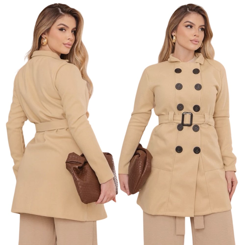 Casaco Feminino Sobretudo Inverno – Tecido Lã Batida – Linha Premium
