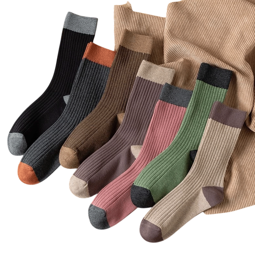 Meias de Tubo Médio Meias de Pilha de Cor Sólida Meias Preppy Estilo Exterior Sweat-Absorbent