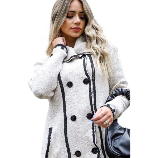 Sobretudo Madri Tricot Feminino Mousse Elegante Manga Longa com botões Tendência Moda Inverno