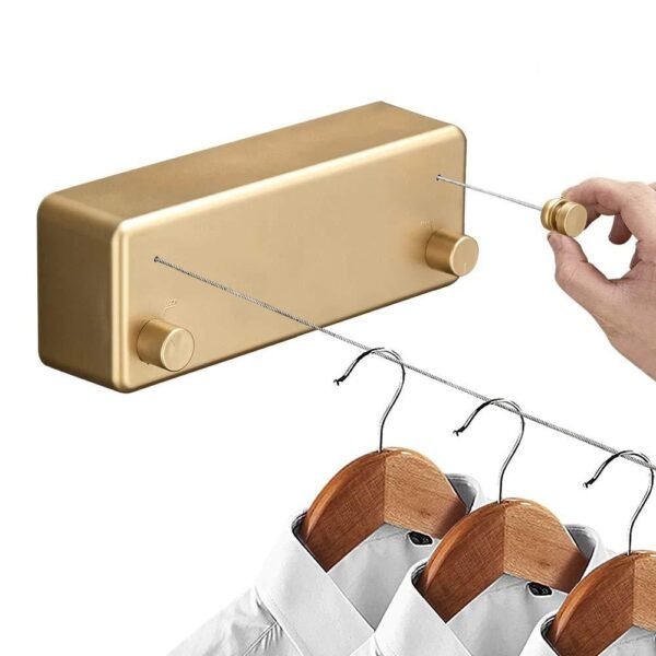 Varal De Roupas Retrátil Automático Dourado Montado Na Parede Ouro 4,2 metros