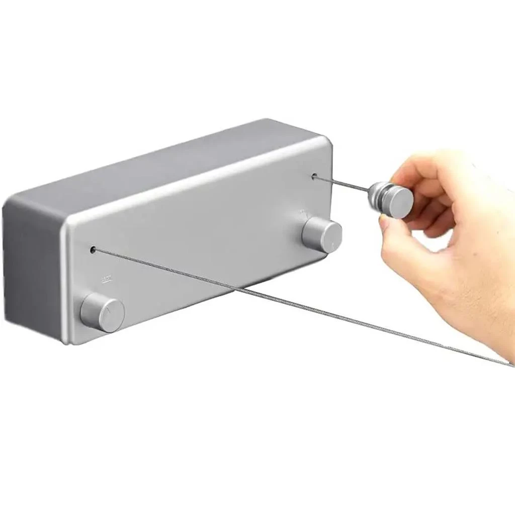 Varal Retrátil Parede Automático 2 Cordas Apartamento Cor Preto/Branco/Dourado