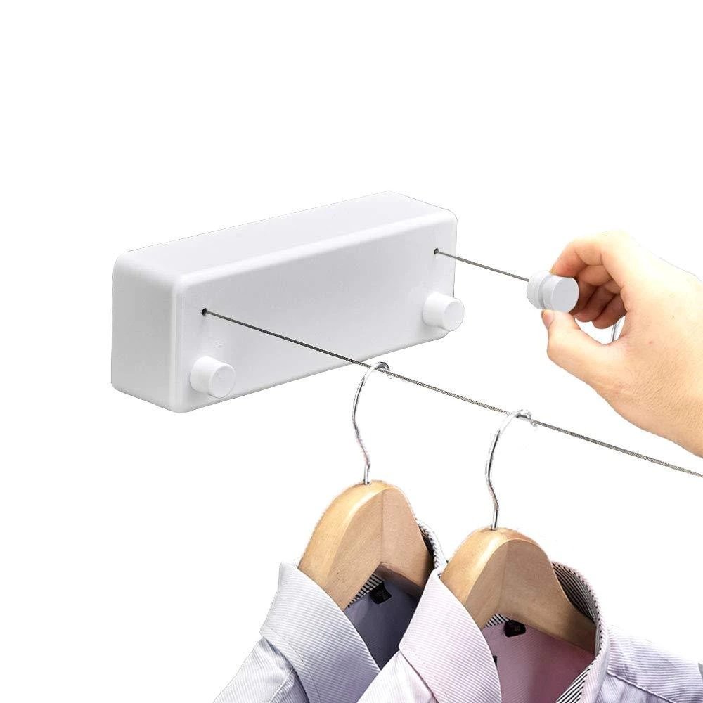 Varal Retrátil Parede Automático 2 Cordas Apartamento Cor Branco 4,2 Metros