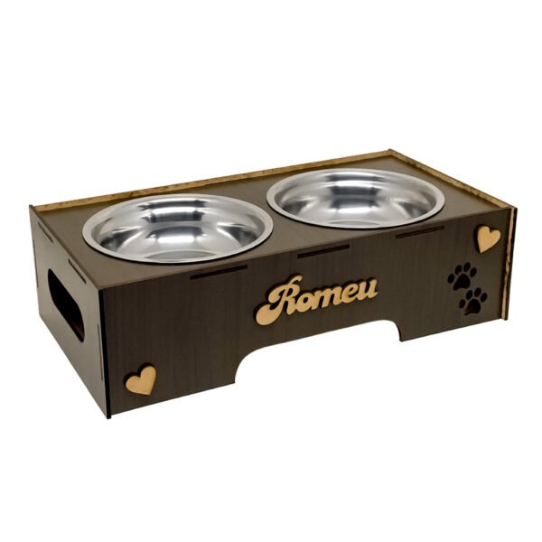 Comedouro Porta Ração PET Nome Personalizado Cachorro Gato