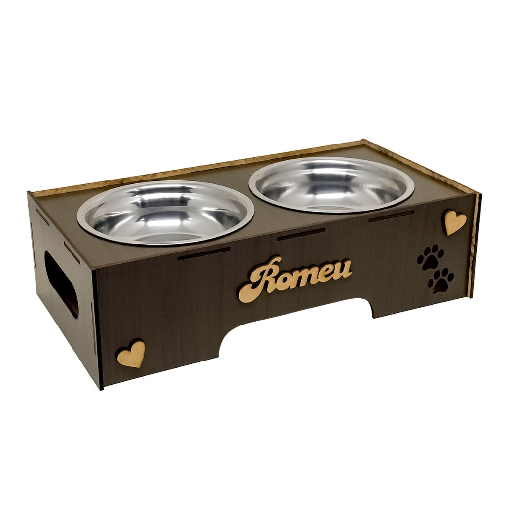 Comedouro Porta Ração PET Nome Personalizado Cachorro Gato