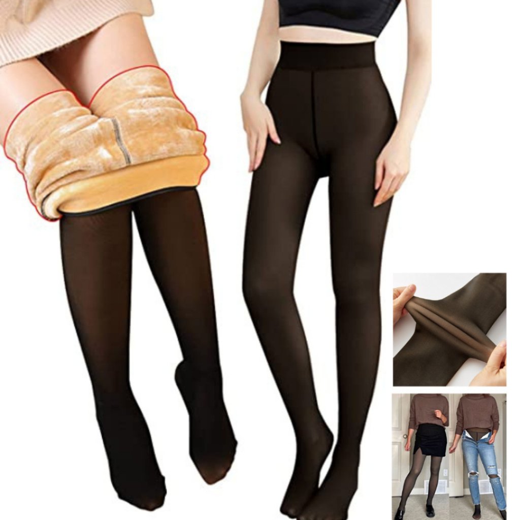 Meia Calça Feminina Forrada para Inverno Preta