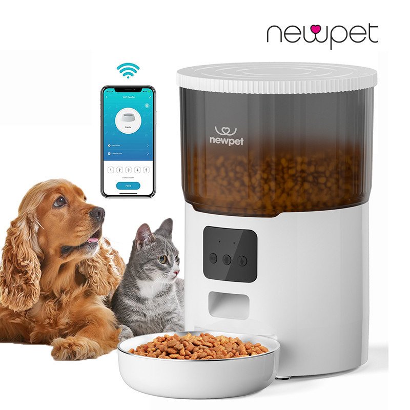 Newpet Alimentador Comedouro Automático Gatos Cães Pet Programável 4L Cor Branco – Bivolt