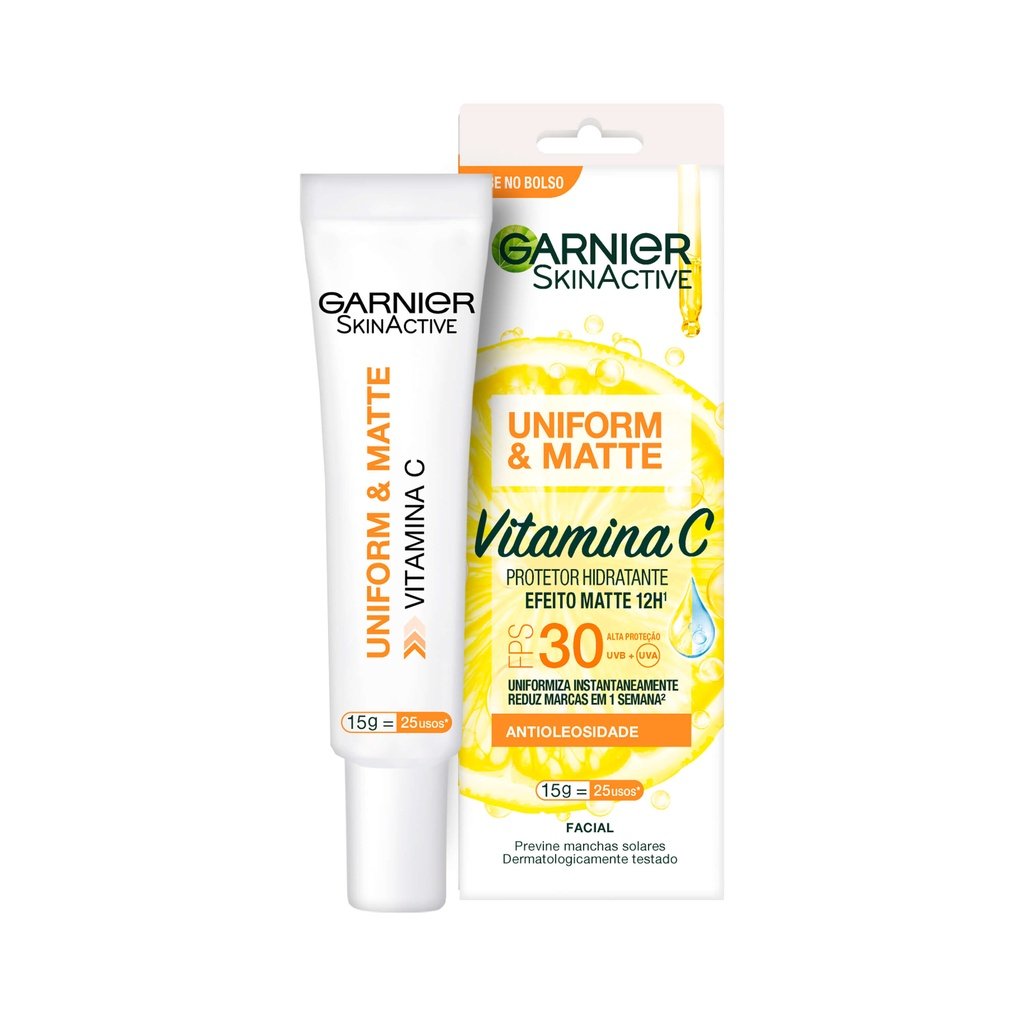 Protetor Hidratante Facial Garnier Uniform & Matte Vitamina C FPS 30, 15g