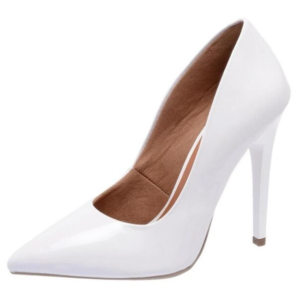 Scarpin Di Scarp Salto Alto Bico Fino Verniz Branco