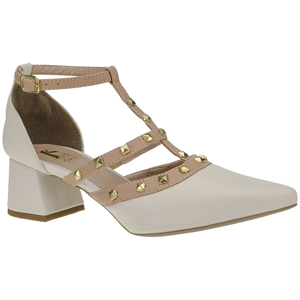 Scarpin Feminino Sapato Spyke Confort Saltinho Baixo Bloco Fivela